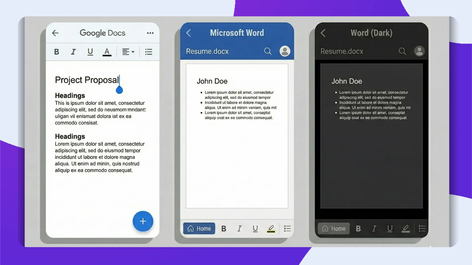 Advanced formatting in Google Docs and Microsoft Word mobile apps using zero-width spaces and invisible characters for precise text alignment.
