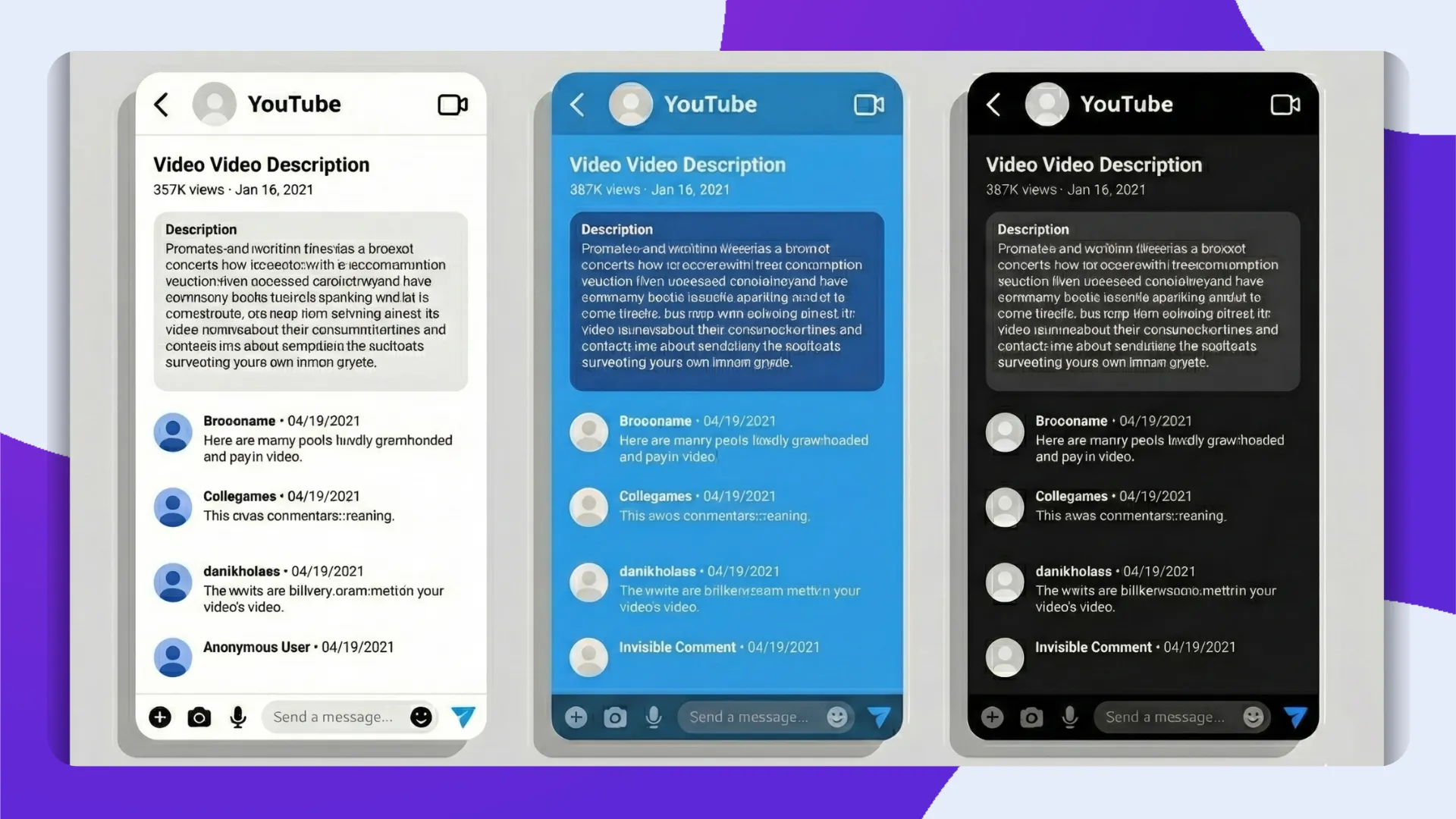 YouTube video description and comment section demonstrating invisible comment spacing and clean text formatting for better engagement.